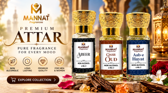 Premium Attar Collection in Golden Arabesque Setting